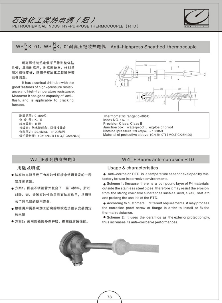 防腐热电偶（阻）WRNF（WZNF)系列(图2)